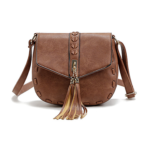 

Women's Tassel PU Crossbody Bag Solid Color Red Brown / Almond / Black