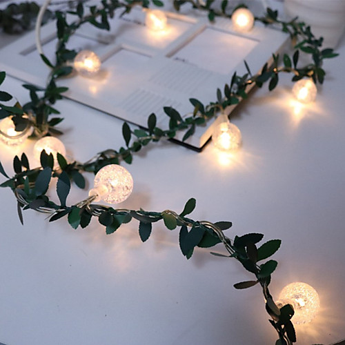 

Artificial Green Leaf Rattan Flower Vine Bubble Beads LED String Light Wire Green Rattan String Light Decoration