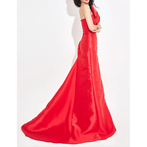 

Mermaid / Trumpet Strapless Sweep / Brush Train Satin Sexy / Red Engagement / Formal Evening Dress with Bow(s) 2020
