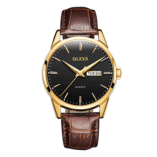 

Men's Dress Watch Quartz Formal Style Stylish Leather Black / Brown 30 m Water Resistant / Waterproof Calendar / date / day Day Date Analog Elegant Sparkle - BlackGloden WhiteGolden Blue Two Years