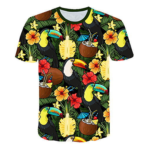 

Men's Daily Sports Street chic / Exaggerated T-shirt - Geometric / Color Block / 3D Print Rainbow