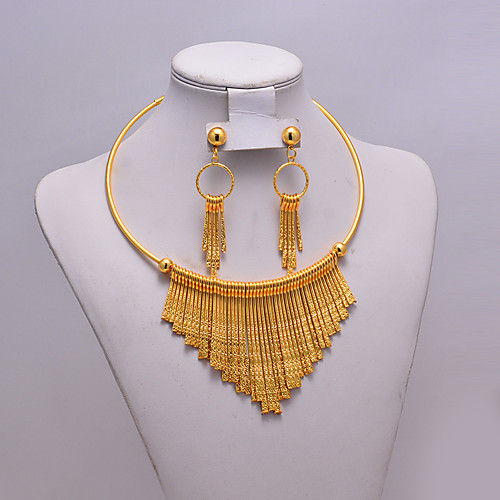 

Women's Jewelry Set Classic Tassel Trendy Ethnic Fashion Gold Plated Earrings Jewelry Gold For Christmas Wedding Gift Street Festival 1 set