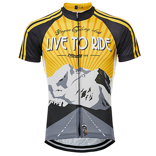 

21Grams Men's Short Sleeve Cycling Jersey Terylene Black / Yellow Retro Bike Jersey Top Mountain Bike MTB Breathable Quick Dry Moisture Wicking Sports Clothing Apparel / Micro-elastic / Back Pocket