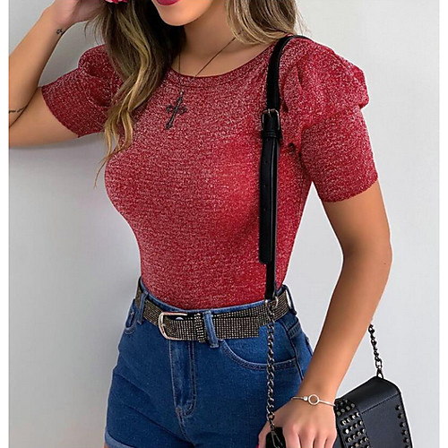 

Women's Daily T-shirt - Solid Colored Red