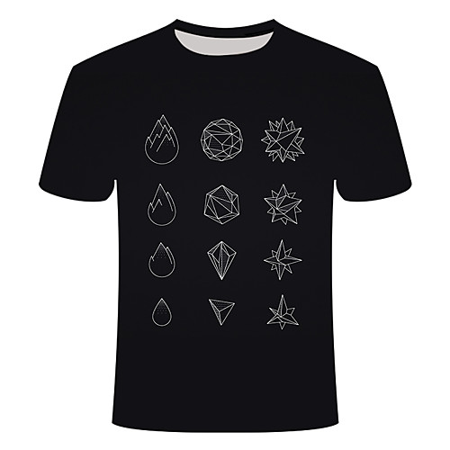 

Men's Daily Going out Basic T-shirt - 3D / Graphic Print Black
