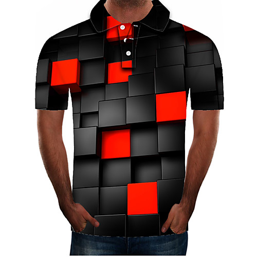 

Men's Daily Going out Street chic / Exaggerated Polo - Color Block / 3D / Graphic Red