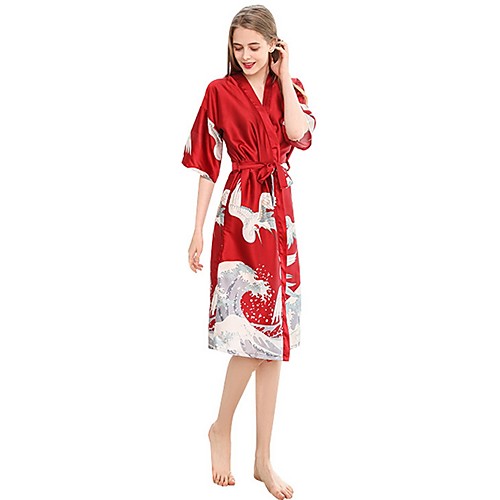 

Women's Deep V Robes Pajamas Geometric