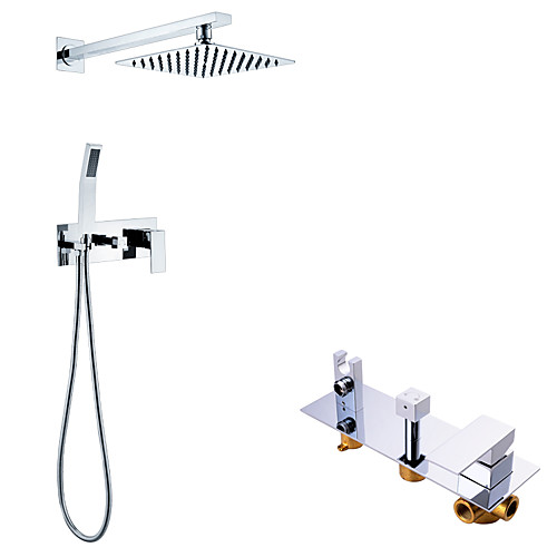 

Shower System Set - Wall Mounted Handshower Included Rainfall Shower Contemporary Concealed Chrome Brass Valve Bath Shower Mixer Taps with Stainless Steel Shower Head
