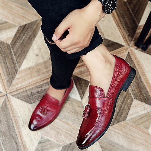 

Men's Leather Spring & Summer Casual Loafers & Slip-Ons Red / Black