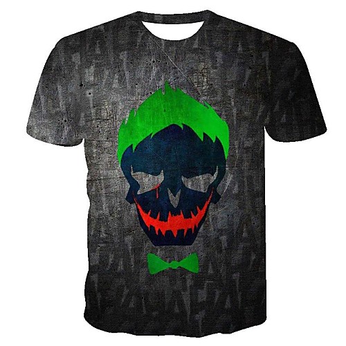 

Men's Daily Going out Basic T-shirt - Geometric / 3D / Skull Print Black
