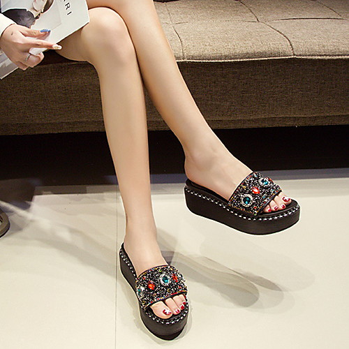 

Women's Sandals Flat Heel Round Toe PU Spring & Summer Silver / Black