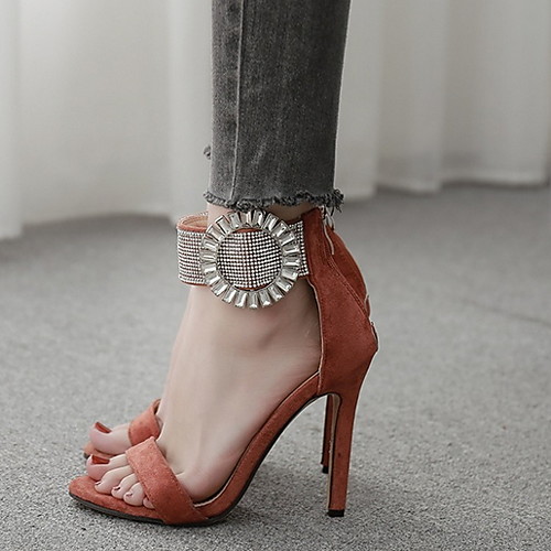 

Women's Sandals Stiletto Heel Round Toe Rubber Summer Light Brown / Black