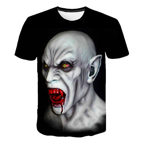 

Men's Daily Sports Street chic / Exaggerated T-shirt - 3D / Skull / Portrait Print Black