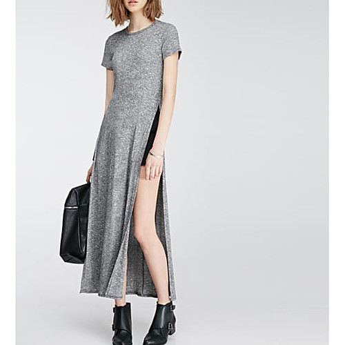 

Women's Maxi Gray Dress Shift Solid Color S M Slim