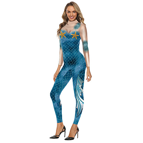 

Zentai Suits Catsuit Skin Suit Mermaid Adults' Spandex Cosplay Costumes Ultra Sexy Men's Women's Blue Mermaid Halloween Carnival Masquerade / Leotard / Onesie / Leotard / Onesie