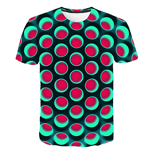 

Men's Daily Sports Street chic / Exaggerated T-shirt - Geometric / Color Block / 3D Print Rainbow