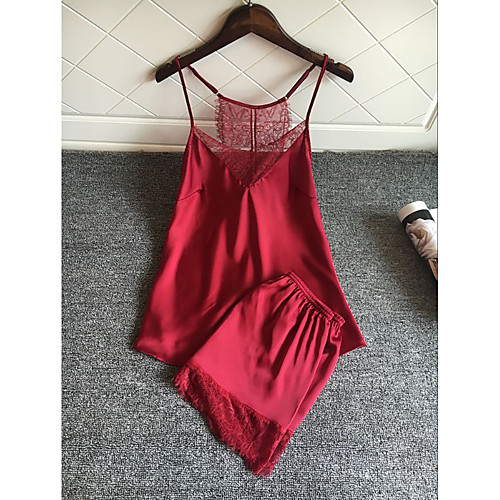 

Women's Deep V Suits Pajamas Solid Colored