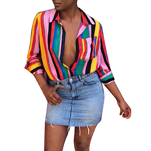 

Women's Daily Shirt - Color Block Rainbow
