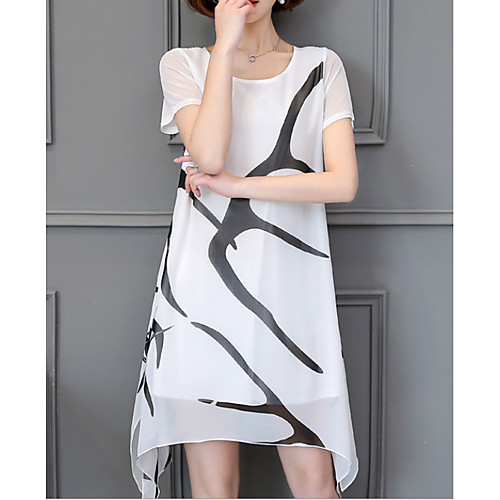 

Women's White Black Dress Shift Color Block M L