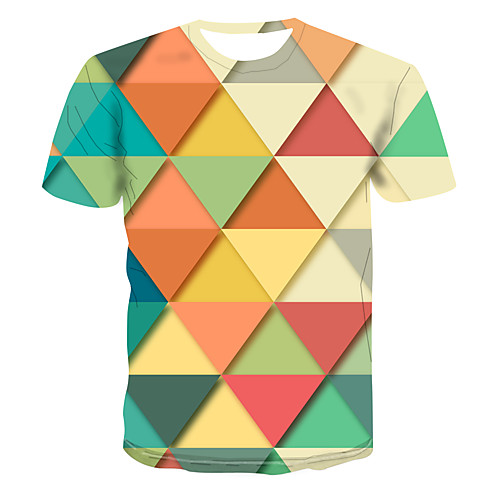 

Men's Club Weekend Street chic / Punk & Gothic T-shirt - 3D / Abstract / Graphic Print Rainbow