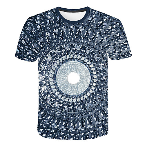 

Men's Daily Sports Street chic / Exaggerated T-shirt - Geometric / Color Block / 3D Print Rainbow