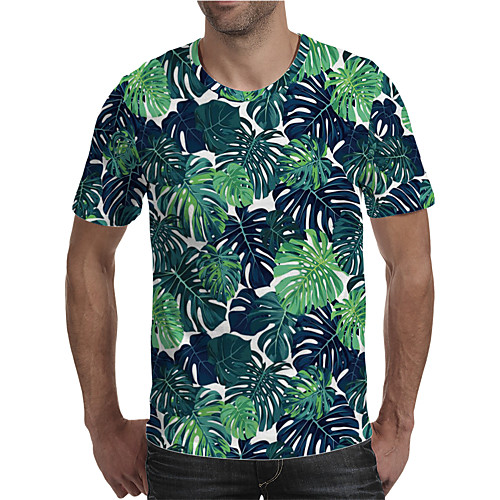 

Men's Holiday Going out Street chic / Exaggerated T-shirt - Geometric / Color Block / 3D Print Rainbow