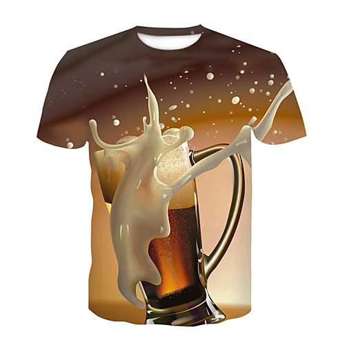 

Men's Party Club T-shirt - 3D / Beer Print Brown