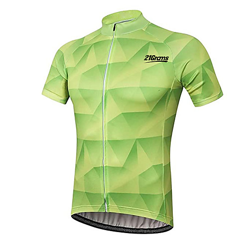

21Grams Men's Short Sleeve Cycling Jersey 100% Polyester Mint Green Plaid / Checkered Bike Jersey Top Mountain Bike MTB Road Bike Cycling UV Resistant Breathable Quick Dry Sports Clothing Apparel