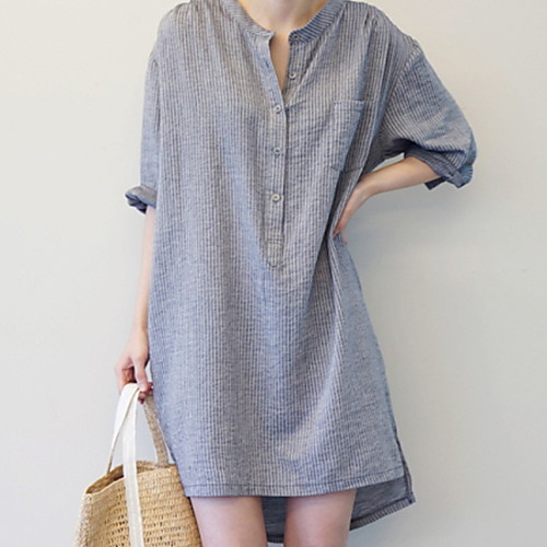 

Women's Gray Dress A Line Solid Color V Neck M L Loose