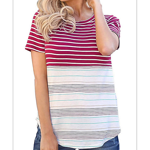 

Women's Daily T-shirt - Striped Blue
