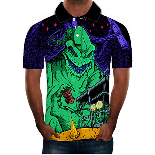

Men's Daily Going out Street chic / Exaggerated Polo - Color Block / 3D / Graphic Green