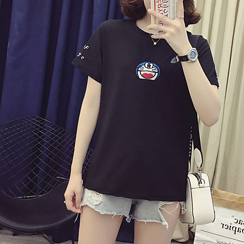 

Women's Daily Basic T-shirt - Solid Colored Embroidered White