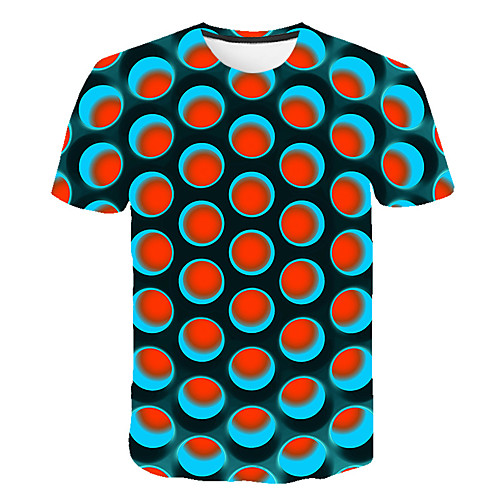 

Men's Daily Sports Street chic / Exaggerated T-shirt - Geometric / Color Block / 3D Print Blue