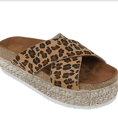 

Women's Slippers & Flip-Flops Flat Heel Open Toe PU Summer Khaki / Gold / Brown