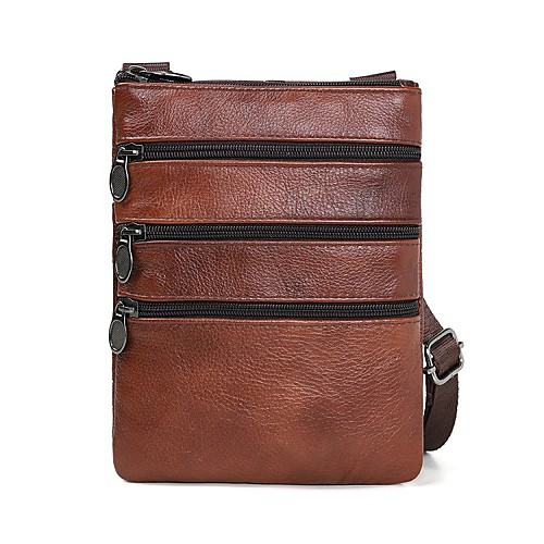 

Men's Zipper Nappa Leather / PU Crossbody Bag Solid Color Brown / Black