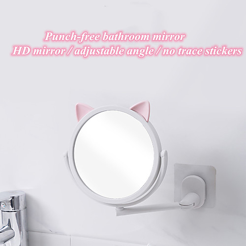 

Cartoon cat free punching makeup mirror rotating princess decoration portable dressing table round mirror jewelry stand home table decoration