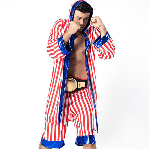 

Boxer Coat Pants Cosplay Costume Outfits Adults' Men's Cosplay Halloween Halloween Festival / Holiday Polyster Blue Men's Carnival Costumes / Shorts / Sash / Ribbon