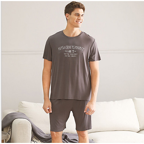 

Stay Cation Men's Suits Nightwear Black Brown Light gray L XL XXL