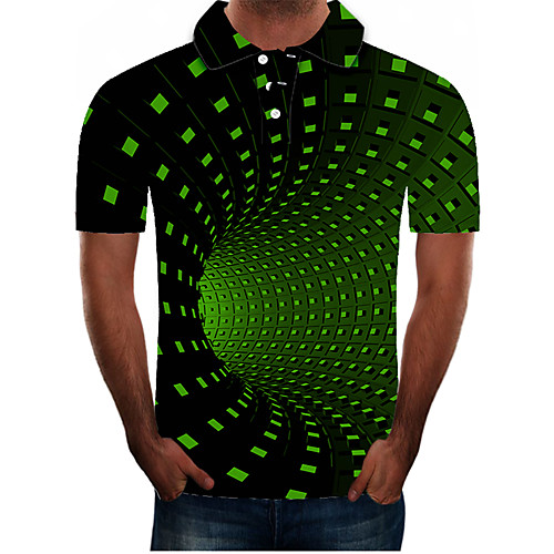 

Men's Daily Going out Street chic / Exaggerated Polo - Color Block / 3D / Graphic Green