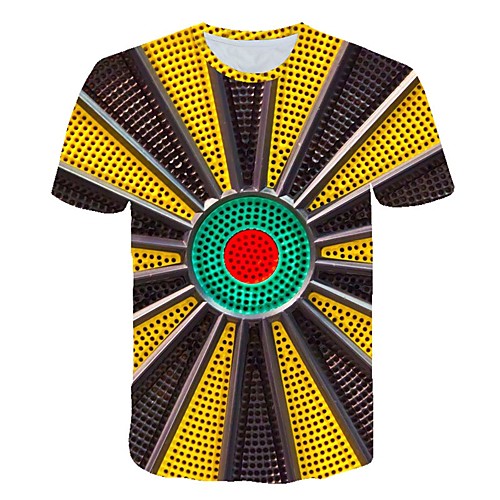 

Men's Daily Sports Street chic / Exaggerated T-shirt - Geometric / Color Block / 3D Print Rainbow