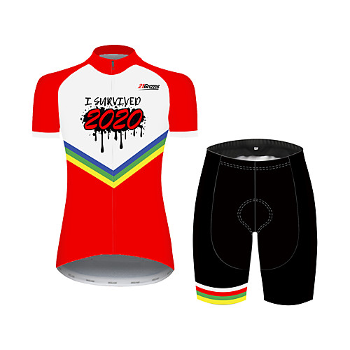 

21Grams Women's Short Sleeve Cycling Jersey with Shorts Black / Red Bike Clothing Suit Breathable 3D Pad Quick Dry Ultraviolet Resistant Sweat-wicking Sports Solid Color Mountain Bike MTB Road Bike