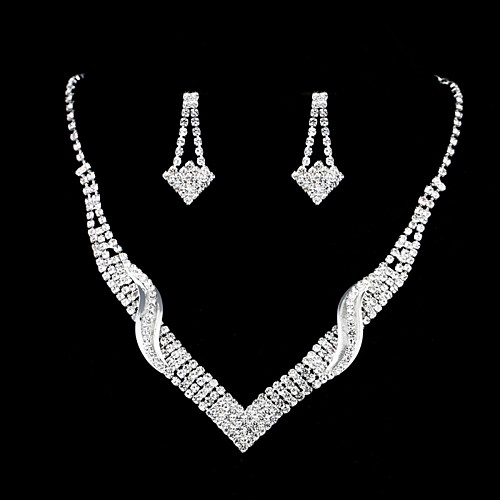 

Women's Synthetic Diamond Jewelry Set Classic Stylish Luxury Elegant Earrings Jewelry Silver For Wedding Party Evening Formal Engagement