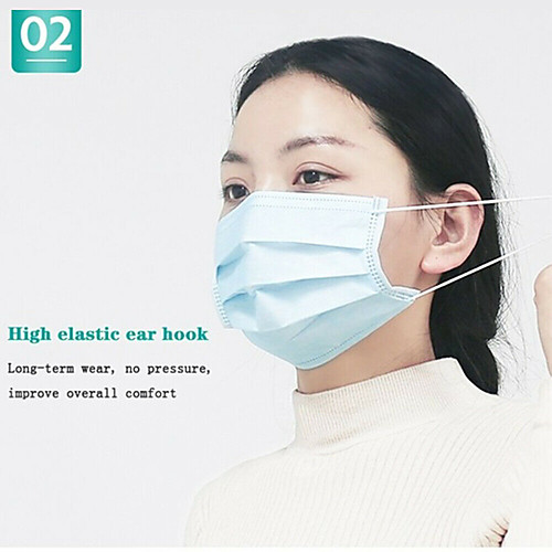 

100 pcs Face Mask Disposable Protective Mask Protection Nonwoven Fabric Melt Blown Fabric Filter CE Certified Certification High Quality Unisex Blue