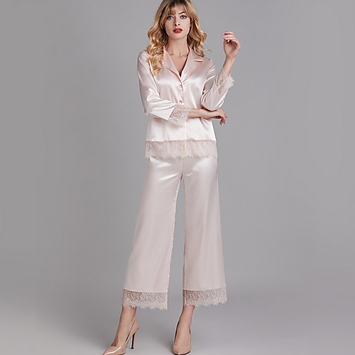 

Women's Shirt Collar Suits Pajamas Solid Colored