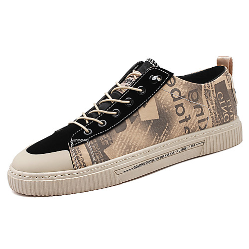 

Men's Canvas Summer / Spring & Summer Casual Sneakers Walking Shoes Breathable Khaki / Black