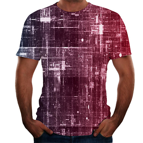 

Men's Daily Basic T-shirt - Color Block / 3D Print Purple