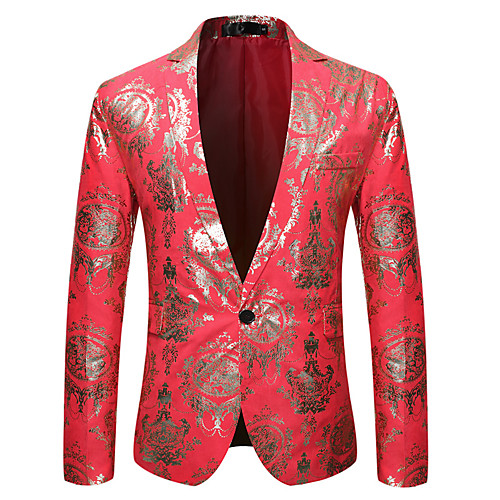 

Men's Blazer Peaked Lapel Polyester Red / Black