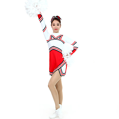 

Cheerleader Costume Uniform Women's Girls' Kids Dress Spandex High Elasticity Handmade Long Sleeve Competition Dance Rhythmic Gymnastics Gymnastics White
