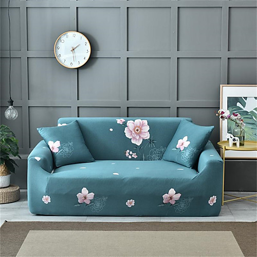 

Green Floral Print Dustproof All-powerful Slipcovers Stretch Sofa Cover Super Soft Fabric Couch Cover with One Free Pillow Case