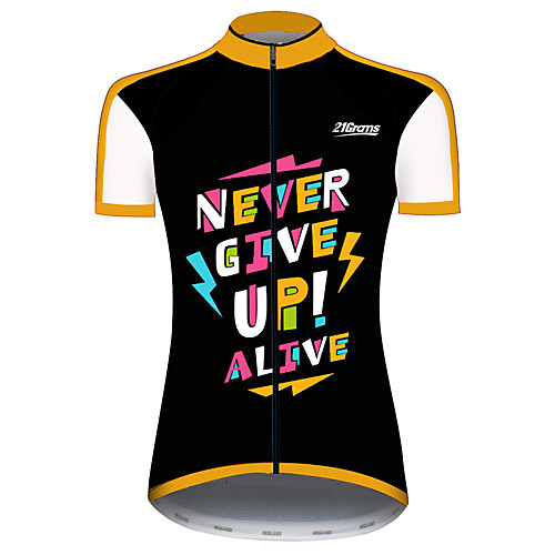 

21Grams Women's Short Sleeve Cycling Jersey Black / Yellow Lightning Bike Jersey Top Mountain Bike MTB Road Bike Cycling UV Resistant Breathable Quick Dry Sports Clothing Apparel / Stretchy